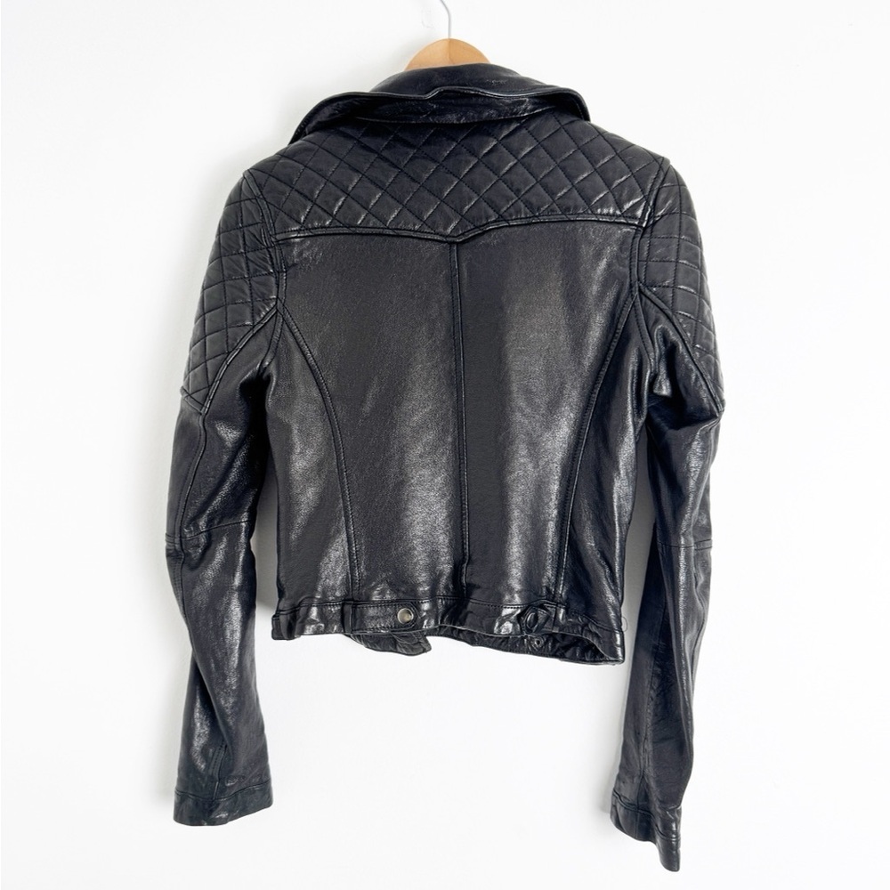 Rare Zara Black Lamb Leather Biker Moto Jacket size S - Picture 3 of 6